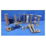 Vintage Wooden Sp;ools&Bobbins
