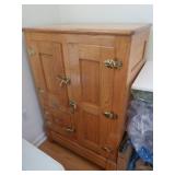 A Oak Ice Box Refrigerator 31.5x18.5x48"H -