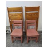 2 Wooden Folding Chairs&2 Wooden Chld Chairs