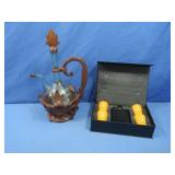 Vintage Glass&Wood Wine Decanter&NIP Pgh Steelers