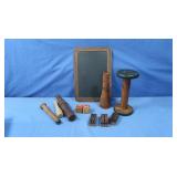 Vintage Slate Board 9x12",Wood Bobbins,Wooden