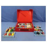 Diecast vehicles, some Matchbox, some Hot Wheels,