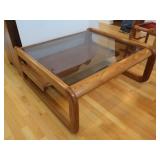 Oak&Glass Coffee Table 38x36x16"H