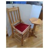 Oak Chair w/Velvet Seat 16.5x15x33.25"H & Oak
