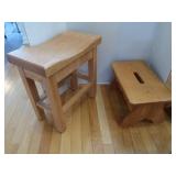 Oak "Saddle" Stool 17x10x18"H &Oak Foot Stool