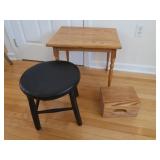 Wooden Table 20x16x17.75"H,Wooden Round Stool