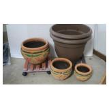 2 Planters w/2 Wheeled Plant Stands-17Wx14"H