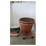 2 Planters w/3 Wheeled Plant Stands-17"Wx14"H