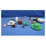 MIniature Jadeite Cups&Saucers,Brass Bell,Milk