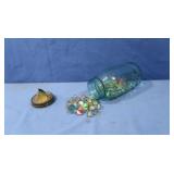 Vintage Blue Glass Ball Jar&Cats