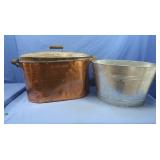Vintage Copper Boiler/Wash Tub w/Lid&Galvanized