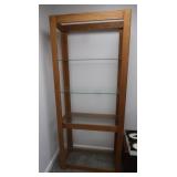 Oak Framed Glass Shelving Unit-29.5x14.25x69.5"H