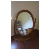 Oak Framed Swiveling Mirror w/Stand-33x13x33"