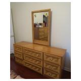 Henry Link Wooden Wicker Dresser&Att.Mirror