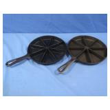 2 Lodge Cast Iron Cornbread Skillet 9"
