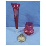 Vintage Cranberry Red Glass Bud Vase 10.25", A