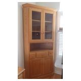 Solid Oak Corner Hutch approx 44x20.5x84" -Excel