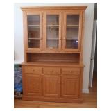 Solid Oak China Cupboard 56x16.5x84"-Excel Cond