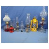 Various OIl Lamps(largest 18.5"H)&Lantern