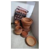 Terra Cotta Pots,Saucers,3 Wheeled Stands