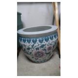 Glazed Ceramic Pot-Oriental Motif-14x11