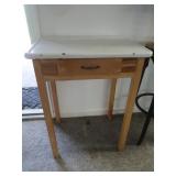 Vintage Enamel Top Wooden Table-24x18x31"H