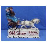 Vintage Old Shay Beer&Ale Chalkware Sign-sm chips