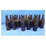 Vintage Embossed Amber Glass Beer Bottles from