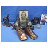 Bronze Baby Shoes,Vintage B&W Framed Photo&more