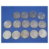 14 Eisenhower Dollars-Asst'd Dates