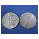 1969 New pence 10, 1970 1 Peso
