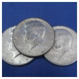 3-1964 Kennedy Half Dollars 90%,1965&1966 Kennedy