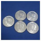 5-1964 Kennedy Half Dollars 90%