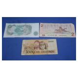 $2 Candaian Dollar Bill,1 lb. English Bill,
