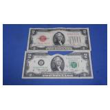 1928G Red Seal 2 Dollar Bill,1976 2 Dollar Bill