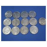 13 Eisenhower Dollars-Asst'd Dates