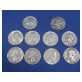 10 Washington Quarters-Asst'd Dates 90%