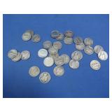 27 Mercury Dimes 90%,2 Roosevelt Dimes 90%,2