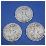 1934,1943,1945 Walking Liberty Half Dollars