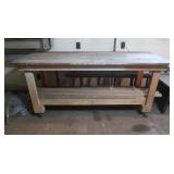 Wheeled Wooden Workbench-72x27x33"H