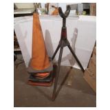 Pipe Cutter Support&Orange Construction Cones