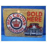 Ebossed Red Crown Gas Metal Sign 16.75x12'