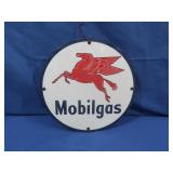 VIntage Porcelain Mobil Gas Round Sign 11.75'