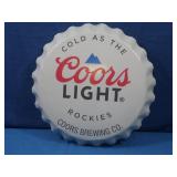 Vintage Metal Round Coors Light Sign 16'