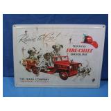 Embossed Texaco Fire Chief Tin Sign 16.75x12'