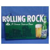 Vintage Tin Rolling Rock Sign 24.5x13.5'