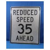 Reduced Speed 35 MPH Ahead Sign 30x24'