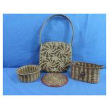 Vintage Woven Straw Purse,Baskets,Coaster