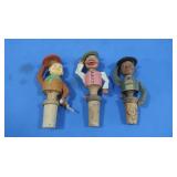 3 Vintage Hand Carved Wooden "Tipping
