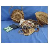 Vintage Woven Straw Hat, Purse&Decorations